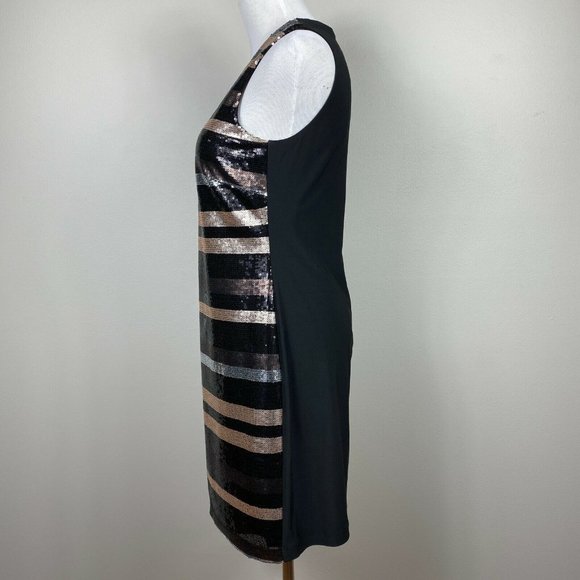 Laundry by Shelli Segal Dress 2 Sequin Shift Metallic Striped Cocktail Party New - Picture 7 of 10